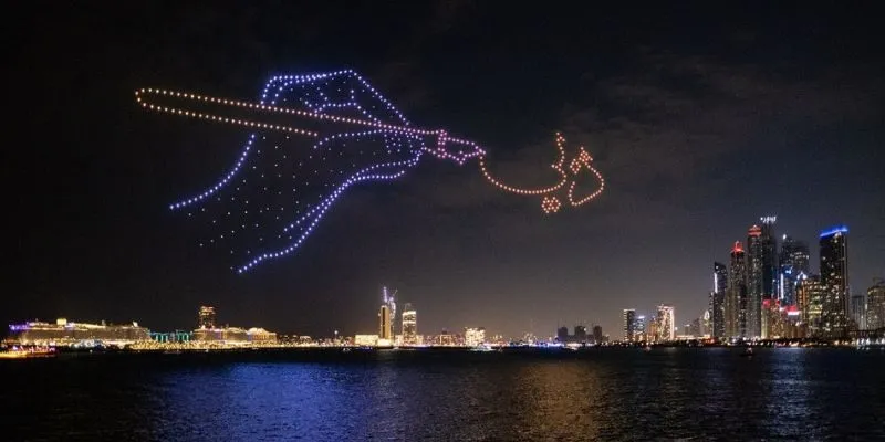 Trình diễn ánh sáng bằng drone cho sự kiện ngoài trời thay đổi linh hoạt dễ dàng phù hợp với mọi chủ đề